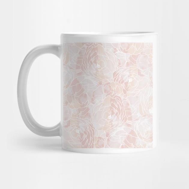 Carnation Outline Pattern in Pink Pastel by marknprints